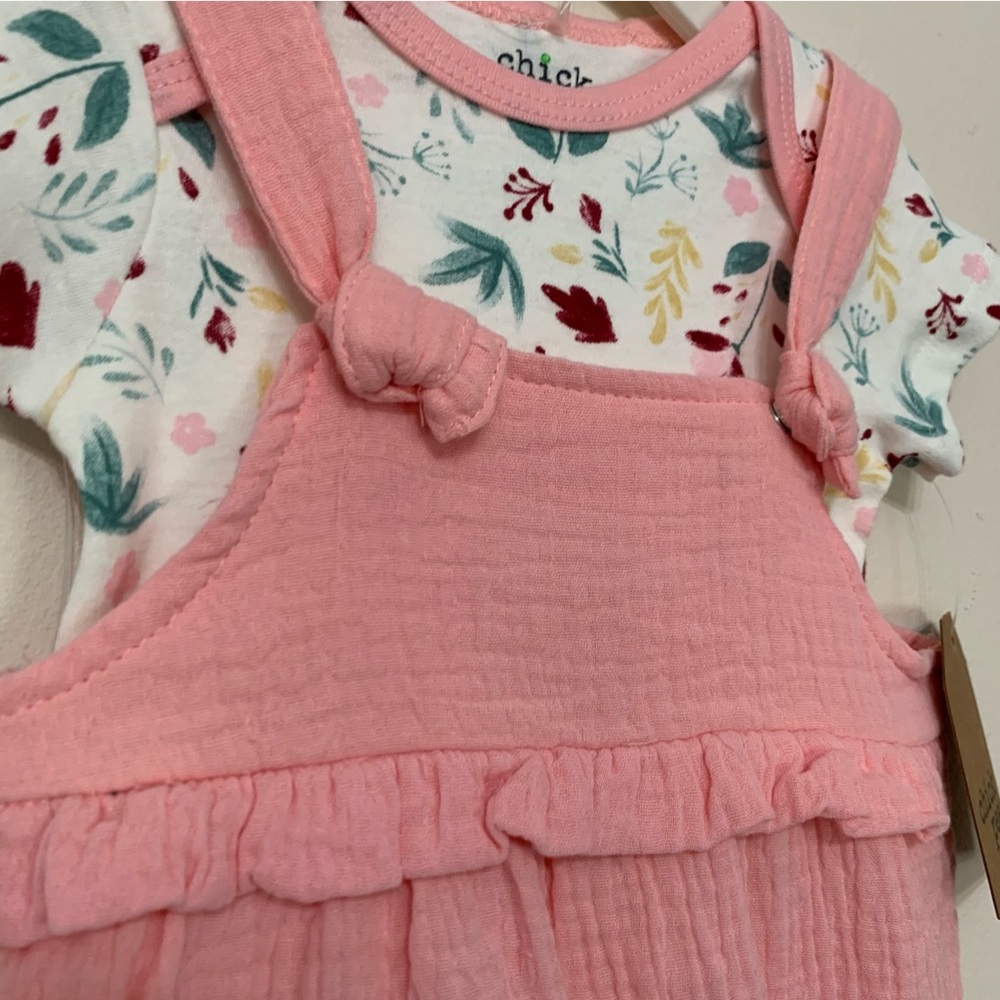 CHICK PEA Muslin Ruffle Overall Floral Top Set NWT - Picture 3 of 12